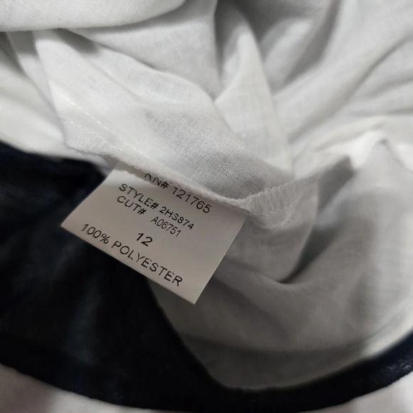 NWT Poleci Navy Gauze Overlay Midi Pencil Skirt, Velvet Trim Waistband, Size 12. - Picture 15 of 16